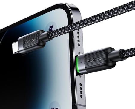 Ca-2010 36W Usb-C To Lightning Manyetik Sarilabilir Kablo - 1.2 M, Siyah