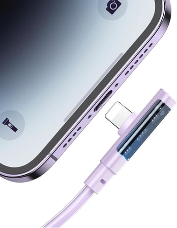 CA-3414 USB-A to Lightning 20W 3A L Tip Hızlı Şarj Kablosu 1.8m Mor