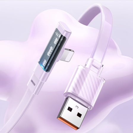 CA-3414 USB-A to Lightning 20W 3A L Tip Hızlı Şarj Kablosu 1.8m Mor