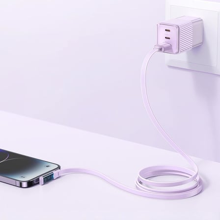 CA-3414 USB-A to Lightning 20W 3A L Tip Hızlı Şarj Kablosu 1.8m Mor
