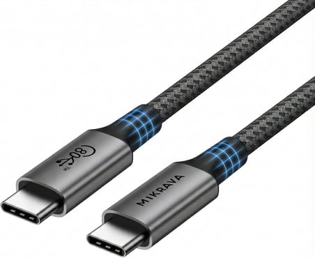 USB 4.0 V2.0, 80GBPS USB C Veri Kablosu, 240W USB C Şarj Kablosu, 8K@60hz 4K@240Hz 2K@360Hz Thunderbolt 5 Görüntü Kablosu, MacBook, Monitör, Docking İstasyonu, iPhone ile Uyumlu - 1 Metre