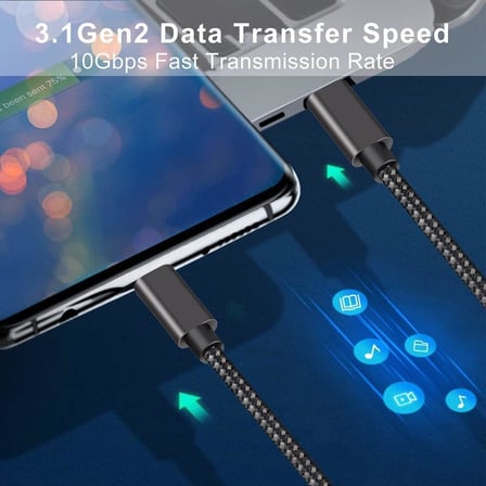 Force 100W Type-C to Type-C 2 Metre USB 3.1 Gen2 10 Gbps 4k@60hz Hızlı Şarj Data ve Görüntü Aktarım Kablosu Örgülü