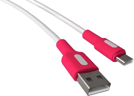 Coral USB A-C Hızlı Şarj Kablosu (Beyaz + Beyaz/Pembe Uç) (150 CM)