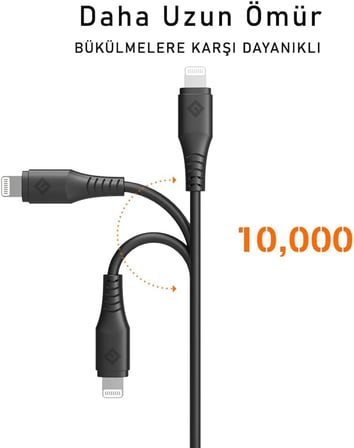 Novoo Type-C iPhone Lightning Hızlı Şarj Kablosu Siyah 1.8 Metre