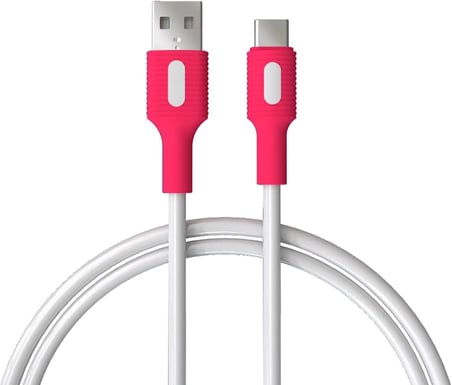 Coral USB A-C Hızlı Şarj Kablosu (Beyaz + Beyaz/Pembe Uç) (150 CM)