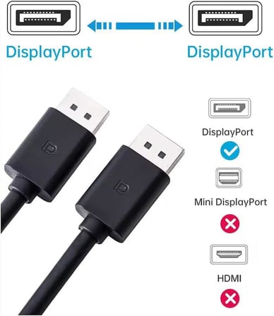 Dp2 Display to Display Kablo 4K (60Hz) 1.2 V (1.8m) - 4K DisplayPort Kablosu, Erkek-Erkek Ekran Bağlantı Nokta Kablosu Dizüstü Masaüstü Monitör için Uyumlu