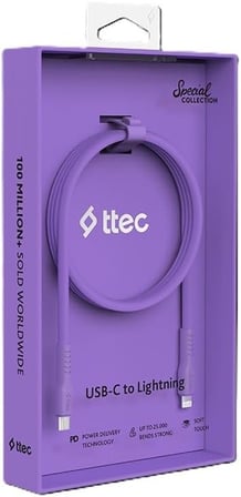 27W PD Type-C to Lightning ile Uyumlu Hızlı Şarj ve Data Kablosu 120cm Neon (Neon Mor) 2DK60NMR