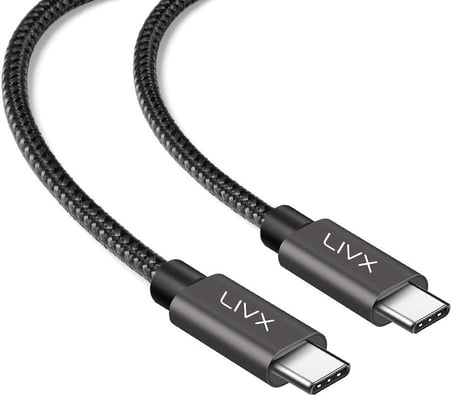 Solid 100W 5A Type C to Type C iPhone 15 Pro Max Plus Hızlı Şarj ve Data Kablosu Halat Örgülü Space Gray (50 Cm)