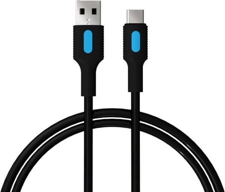 Coral USB A-C Hızlı Şarj Kablosu (Siyah + Mavi/Siyah Uç) (150 CM)