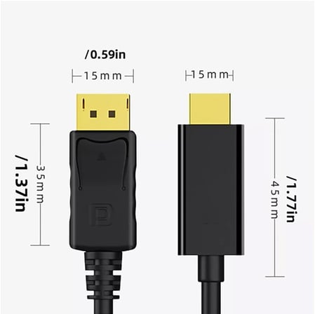 DisplayPort to HDTV Kablo 1.8 Metre 4K Ultra HD Görüntü Aktarım Kablosu Altın Uçlu Yüksek Hızlı Video Ses İletimi Monitör TV Projektör PC Laptop Uyumlu DP to HDMI | ZR798