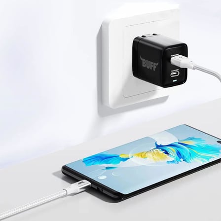 BUFF BL71 USB to Type-C 2.4A 1.2M Örgülü Data ve Şarj Kablosu (Beyaz)