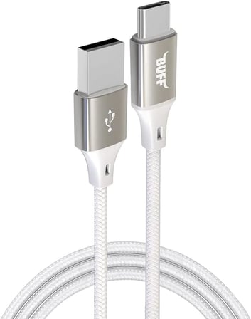 BUFF BL71 USB to Type-C 2.4A 1.2M Örgülü Data ve Şarj Kablosu (Beyaz)