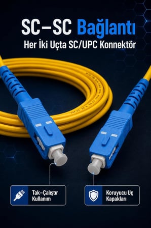 Fiber Optik 3 Metre Patch Kablo Sc-Sc Sm Patchcord Single Mode 2.0mm 9/125 OS2 Tek Çekirdek EV-OFİS internet bağlantısı için