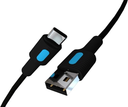 Coral USB A-C Hızlı Şarj Kablosu (Siyah + Mavi/Siyah Uç) (150 CM)