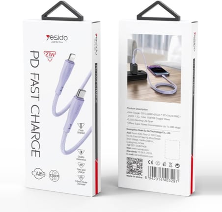 27W Type-C to Lightning PD Hızlı Şarj Kablosu 1.2M