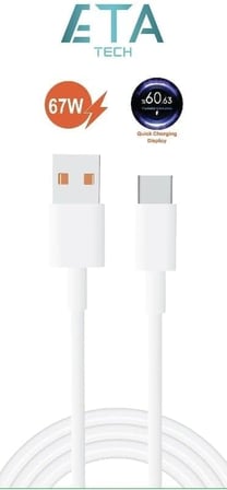 ETA67T Samsung ile Uyumlu Xiaomi ile Uyumlu Type-C 67w 1m Hızlı Şarj ve Data Kablosu