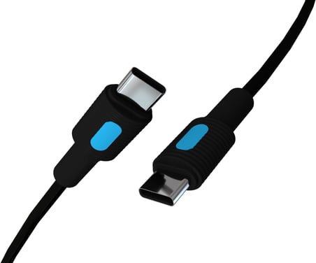 Coral Type C-C Power Delivery Hızlı Şarj Kablosu, Siyah Kablo, Mavi/Siyah Uçlar (150 CM)