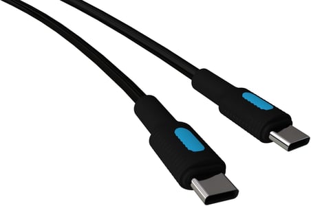 Coral Type C-C Power Delivery Hızlı Şarj Kablosu, Siyah Kablo, Mavi/Siyah Uçlar (150 CM)