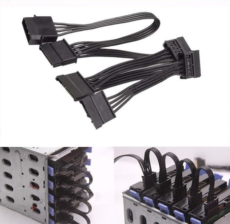 4355 Molex ide 4 Pin To 5 Port Sata Power Hdd Güç Çoklayıcı Kablosu
