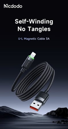 CA-6000 1.2 M USB-A TO LİGHTNİNG 3A MANYETİK SARILABİLİR KABLO