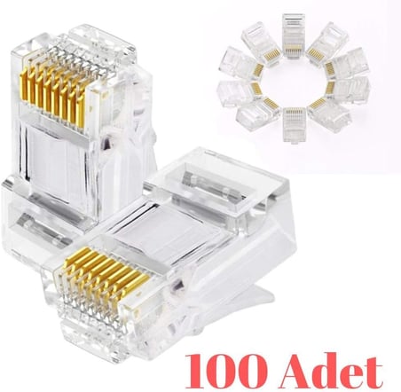 RJ45 Jack Cat5e İnternet Kablo Kablosu Ucu Konnektör Ethernet Connector Jak 4220