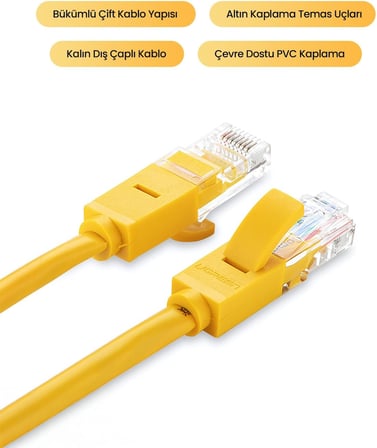 CAT5e Ethernet Kablosu, 3 Metre, Sarı