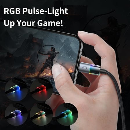 CA-8170 Usb iPhone 3A 7 Renkli LED Işıklı Şarj Data Kablosu