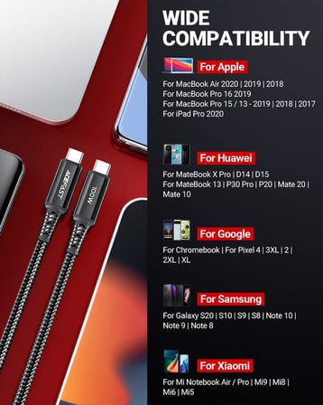 USB-C to USB-C 2 Metre Kablo 5A -100W Güç PPS 2.0 - Super Hızlı Şarj - Apple Uyumlu Type-C Şarj Data Kablosu - C4-03