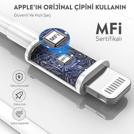 iPhone ile Uyumlu Hızlı Sarj Kablosu (Usb To Lightning)