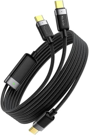 CA-7380 | USB-C - Çift USB-C 100W Manyetik Sarılabilir Şarj Kablosu