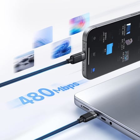 CA-7380 | USB-C - Çift USB-C 100W Manyetik Sarılabilir Şarj Kablosu