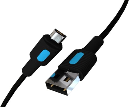 Coral Micro USB Hızlı Şarj Kablosu (Siyah + Mavi/Siyah Uç) (120 CM)