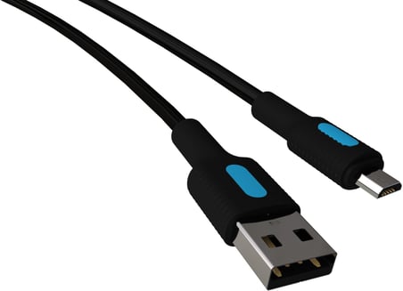 Coral Micro USB Hızlı Şarj Kablosu (Siyah + Mavi/Siyah Uç) (120 CM)