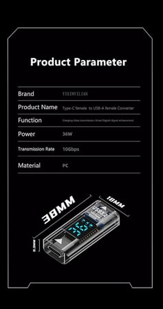 USB 3.2 to Type C Şarj Kablosu Dönüştürücü 10Gbps 36W OTGACD (2)