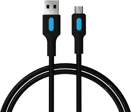 Coral Micro USB Hızlı Şarj Kablosu (Siyah + Mavi/Siyah Uç) (120 CM)