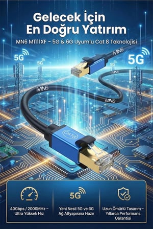 M111XF 2 Metre Cat8 Kablo/40GBPS-2000MHZ-26 Awg-S/FTP-2 Metre Cat8 Ethernet Kablosu