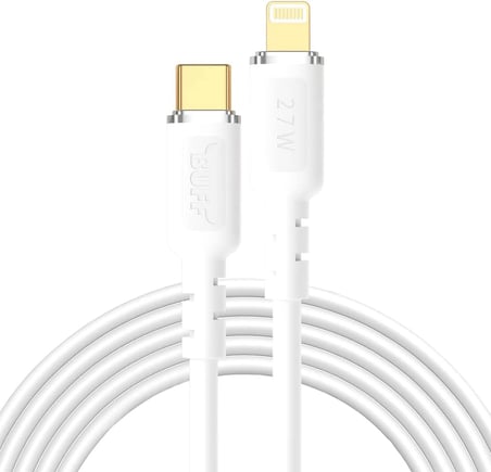 BUFF BL67 PD 27W Type-C TO Lightning 3.0A 1.2M Data ve Şarj Kablosu (Beyaz)