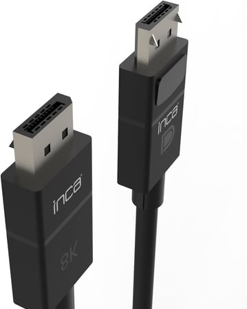 Inca IDPD-30 DisplayPort To DisplayPort 8K (7680 X 4320) @60 Hz Kablo 2m - Siyah, Tüm Displayport Cihazlarla Uyumlu, Yüksek Yenileme Hızı,Net ve Pürüzsüz Görüntü