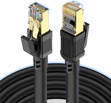 CAT8 Ethernet Kablosu, Yüksek Hızlı ve Dayanıklı CAT8 LAN Ağ Kablosu 40Gbps,Yüksek Hızlı ve Dayanıklı CAT8, 2000Mhz,Siyah,2m