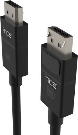 Inca IDPD-30 DisplayPort To DisplayPort 8K (7680 X 4320) @60 Hz Kablo 2m - Siyah, Tüm Displayport Cihazlarla Uyumlu, Yüksek Yenileme Hızı,Net ve Pürüzsüz Görüntü