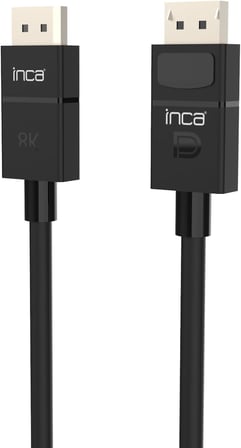 Inca IDPD-30 DisplayPort To DisplayPort 8K (7680 X 4320) @60 Hz Kablo 2m - Siyah, Tüm Displayport Cihazlarla Uyumlu, Yüksek Yenileme Hızı,Net ve Pürüzsüz Görüntü