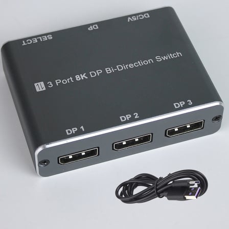 CR60 3 Port 8K DisplayPort Bi-Directional Switch – 8K@60Hz / 4K@144Hz / 1080P Çift Yönlü DP Anahtarlayıcı ve Ayırıcı