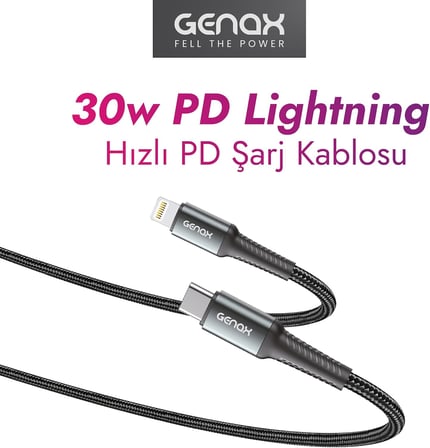 PD Lightning Ultra Hızlı Kırılmaz Siyah Şarj Kablosu