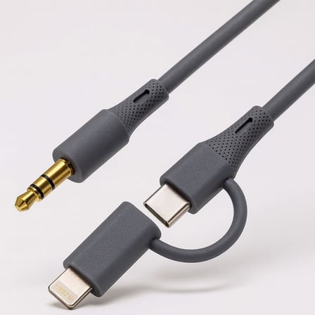 Type-C + Lightning to 3.5mm Kablosu – 100cm Silikon Malzeme, Araba Ses Sistemi, Kulaklık ve Ev Ses Ekipmanları ile Uyumlu, Dayanıklı ve Esnek Audio Kablo, 1 Metre | SX-151