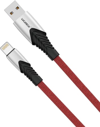 USB Lightning Hızlı Şarj Kablosu - Kırılmaz Örgülü Bordo Kablo
