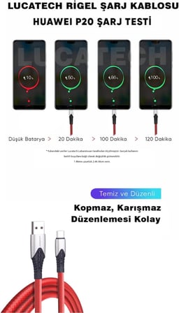 USB Lightning Hızlı Şarj Kablosu - Kırılmaz Örgülü Bordo Kablo