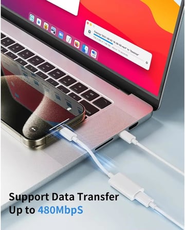 GA10 Mac-Book iPhone ile Uyumlu Şarj Data Kablosu 15 ve Üstü Çevirici Type-C to Lightninng Adaptör