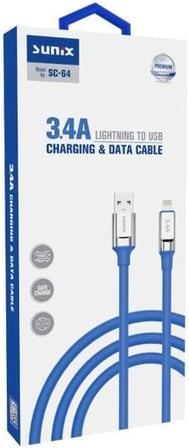 3.4A Lightning Şarj Ve Data Kablosu Mavi Sc-64