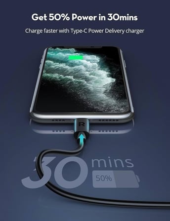 Type-C to Lightning Telefon şarj ve Data Aktarım Kablosu Kaliteli Malzeme Naylon Örgü Tekniği 1 Metre USB C to Lightning Kablo (CB1016)