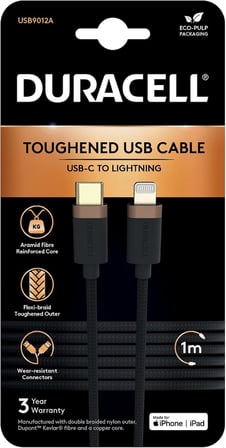1M USB-C to Lightning Braided Black